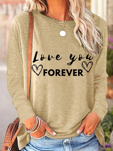 

Lilicloth X Kat8lyst Love You Forever Women's Long Sleeve T-Shirt, Khaki, Long sleeves