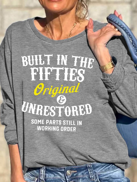 

Women's Printed Sweatshirt With Fifties, Gray, Hoodies&Sweatshirts