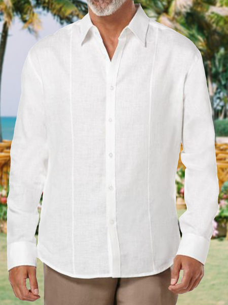

Cotton and linen based net color style leisure men long sleeve shirt, As picture, Long Sleeve Shirts
