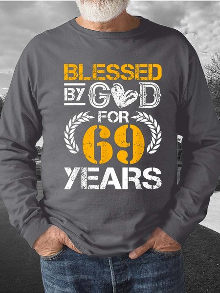 

Men Blessed By God For 69 Years Crew Neck Sweatshirt, Gray, Hoodies&Sweatshirts