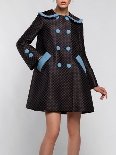 

Long sleeve Urban Regular Fit Polka Dots Overcoat, Black, Outerwear