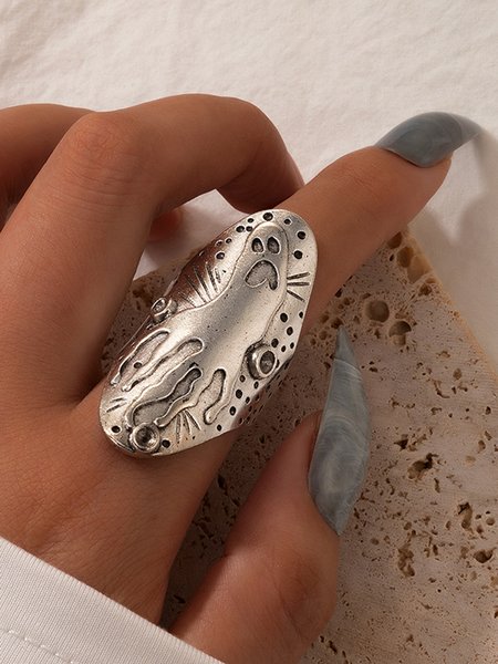 

Casual Halloween Vintage Ghost Ring, Silver, Jewelry