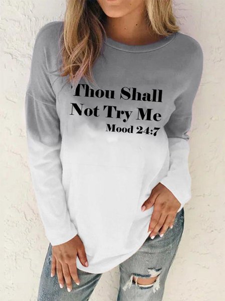 

Casual Winter Text Letters Polyester Loose Long sleeve Crew Neck H-Line Regular Size Sweatshirts for Women, Gray, Hoodies & Sweatshirts