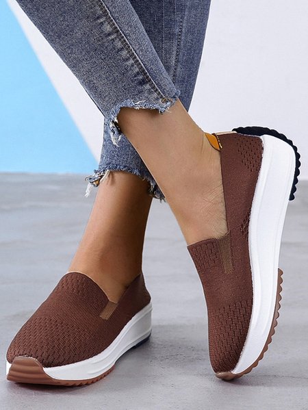 

Soft Sole Comfortable Breathable Lightweight Flyknit Sneakers, Brown, Sneakers