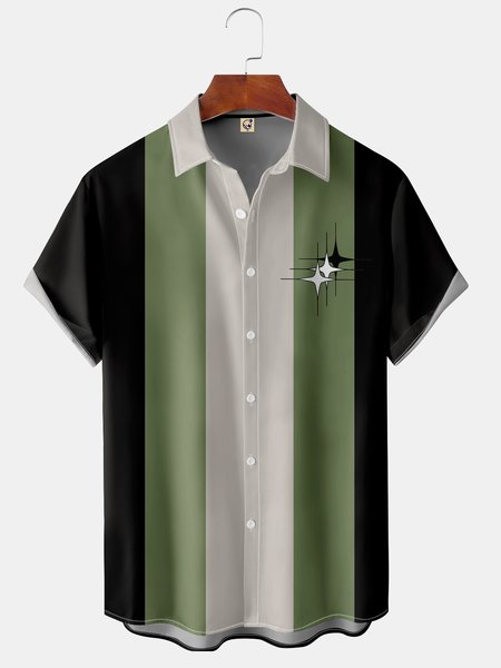

Men's Geometric Graphic Print Short Sleeve Shirt, Black, Short Sleeve Shirts