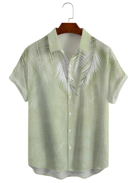 

Comfortable cotton style plants flower printing linen shirt, As picture, Short Sleeve Shirts