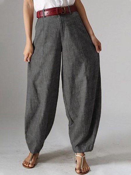 

Casual Plain Loose Pants, Deep gray, Pants