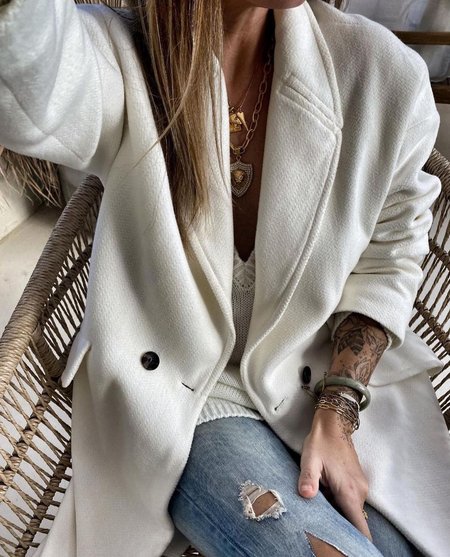 

Plain Lapel warm fabric coat extra size, Off white, Outerwear