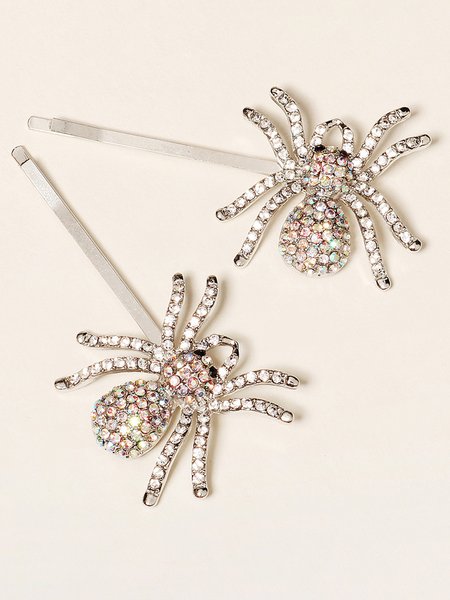 

Personality Funny Spider Skull Bat Diamond Hair Clip Halloween, Color5, Earrings