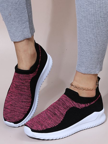 

Contrast Flyknit Sneakers, Red, Sneakers