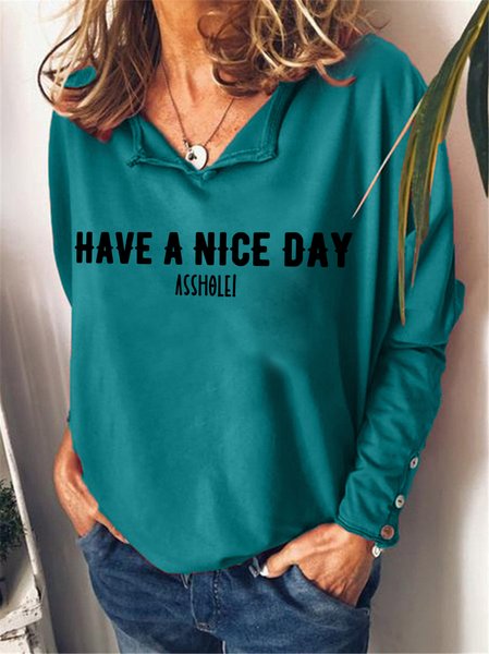 

Lilicloth X Kat8lyst Have A Nice Day Asshole Women's Sweatshirt, Green, Hoodies&Sweatshirts