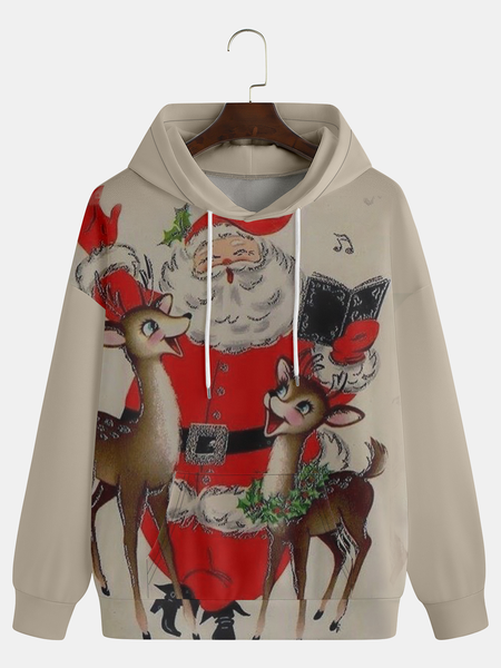 

Men's Christmas Print Fashion Hooded Long Sleeve Sweatshirt, White, Hoodies&Sweatshirts
