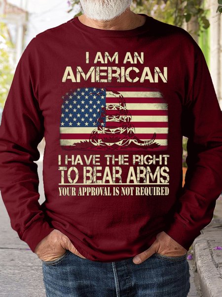 

Mens I Am An American Crew Neck Letters Sweatshirt, Red, Hoodies&Sweatshirts