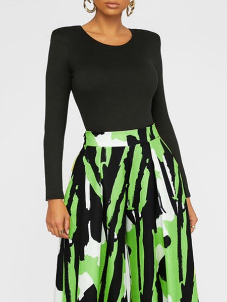 

Plain Simple Autumn High Elasticity Daily Crew Neck H-Line Regular Regular Size T-shirt for Women, Black, Tees