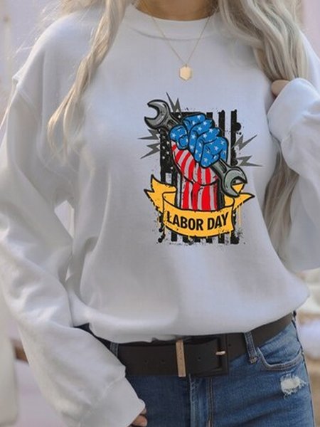 

Women Casual Autumn Cartoon Spandex Loose Long sleeve Crew Neck Regular Regular Size Sweatshirts, White, Hoodies & Sweatshirts