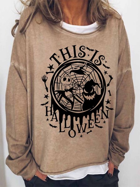 

Women This is Halloween mickey pumpkin Halloween Crew Neck Sweatshirts, Khaki, Hoodies&Sweatshirts