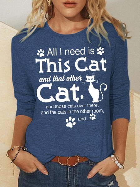 Womens Cat Lover Long Sleeve Casual Top