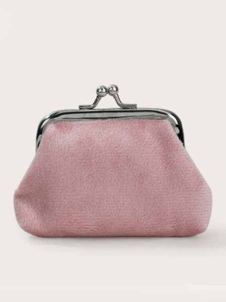 

Kiss Button Plush Coin Purse, Light pink, Women's Bags