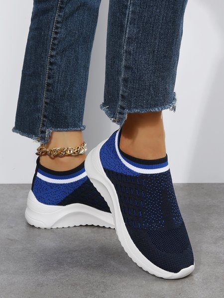 

Blue Contrast Panel Flyknit Sneakers, Sneakers