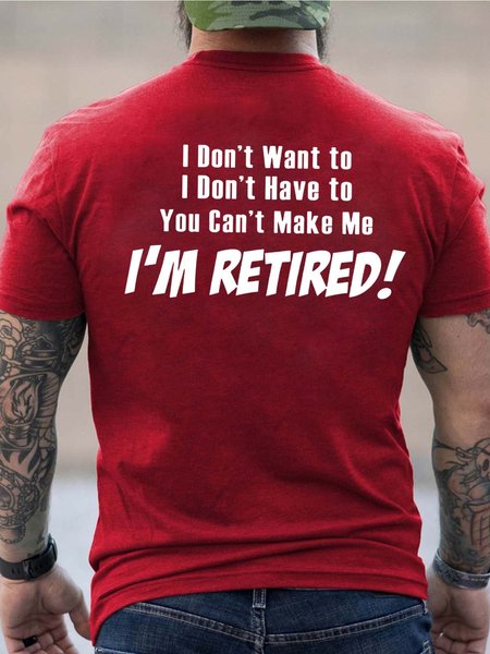 

Men I’m Retired Letters Basics T-Shirt, Red, T-shirts