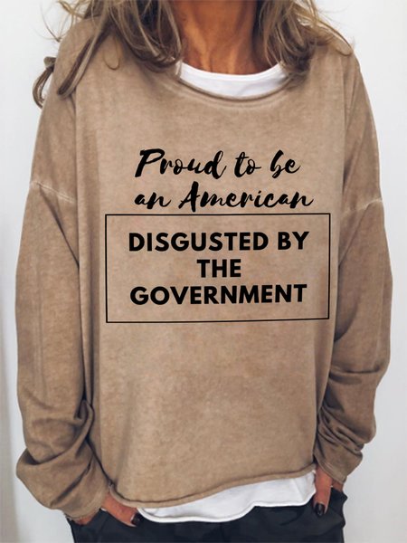 

Lilicloth X Kat8lyst Proud To Be An American Women's Sweatshirt, Light brown, Hoodies&Sweatshirts
