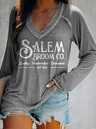 

Text Letters Casual T-Shirt, Gray, T-Shirts