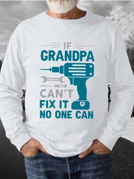 

Men Grandpa Fix It Letters Regular Fit Sweatshirt, White, Hoodies&Sweatshirts