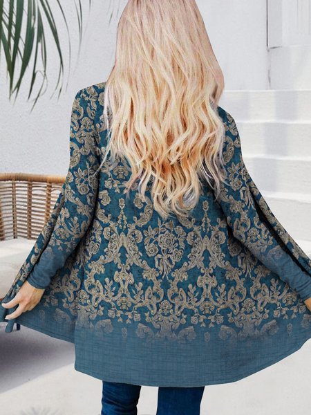 

Gradient folk loose elastic cardigan, Blue, Cardigans