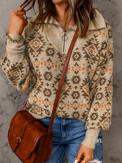 

Loose Casual Wool/Knitting Sweater, Khaki, Sweaters