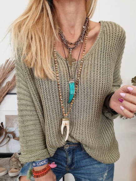 

Casual Plain Winter Micro-Elasticity Daily Regular Fit Wool/Knitting Regular Regular Size Sweater for Women, Green, Sweaters & Cardigans