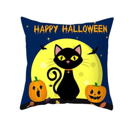 

Halloween Pumpkin Cat Print Home Pillow 45*45, Color6, Home Decor