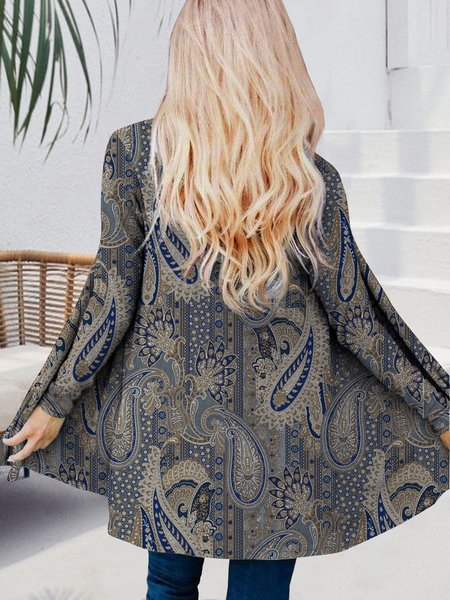 

Gradient folk loose elastic cardigan coat, Blue, Cardigans