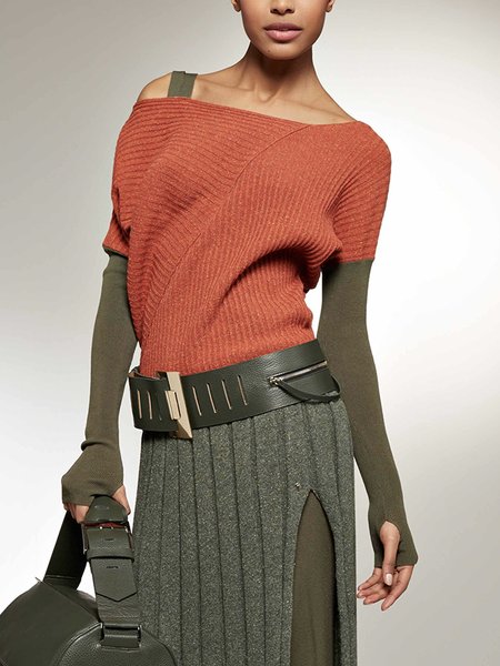 

Asymmetrical Urban Long Sleeve Sweater, Orange, Sweaters