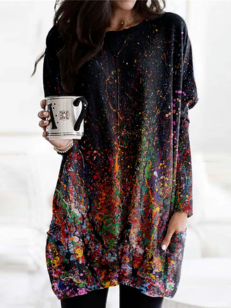 

Crew Neck Cotton-Blend Top, Multicolor, Tops