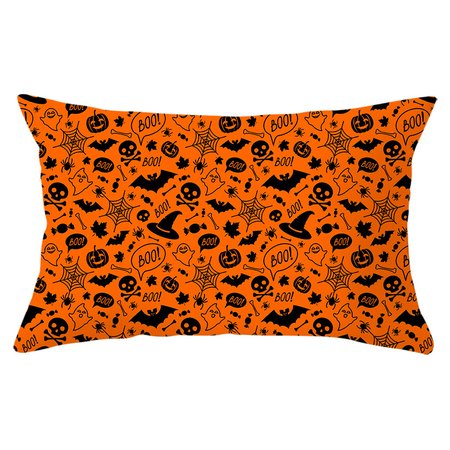 

Halloween Pumpkin Bat Letter Print Home Lumbar Pillow 30*50, Color6, Home & Garden & Decorations