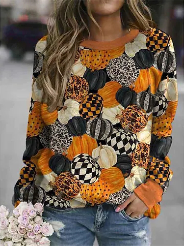 

Loose Casual Crew Neck Sweatshirt, Multicolor, Sweatshirts & Hoodies