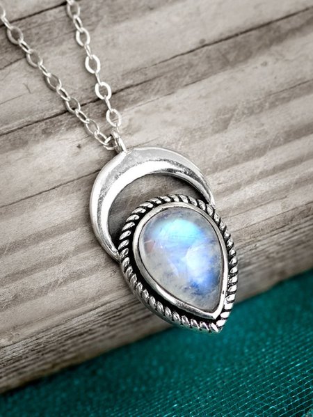 

Ethnic Vintage Moonstone Opal Worn Necklace, As picture, Necklaces