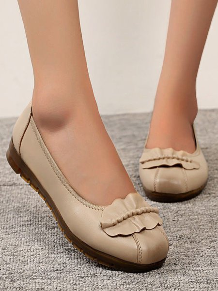 

Vintage Comfort Soft Sole Pleated Shoes, Camel, Flats