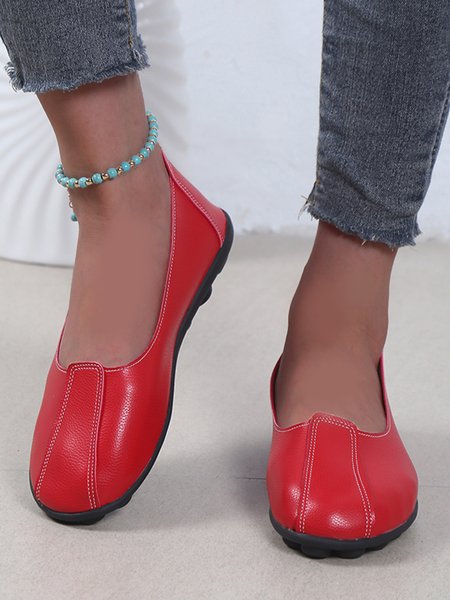 

Comfortable Soft Sole Lightweight Patchwork Shoes, Red, Flats