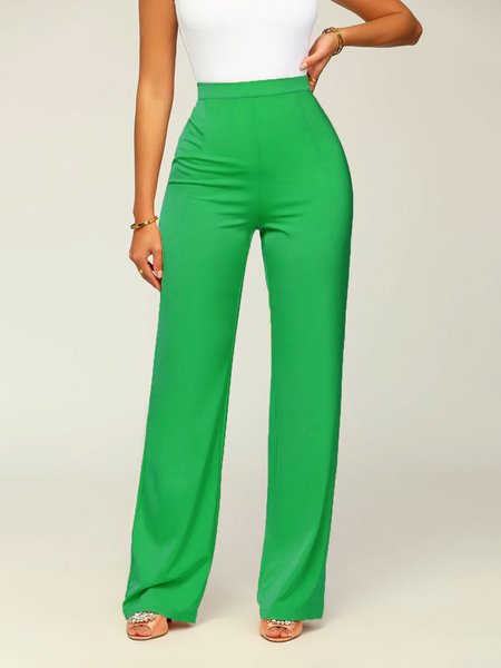 

Green Daily Long Plain Urban Fashion Pants, Pants