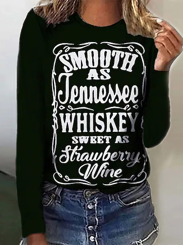 

Casual Crew Neck Text Letters Tops, Black, T-Shirts