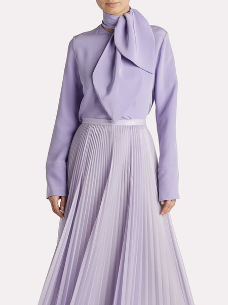 

Plain Autumn Elegant Polyester No Elasticity Regular H-Line Regular Regular Size Blouse for Women, Purple, Blouses and Shirts