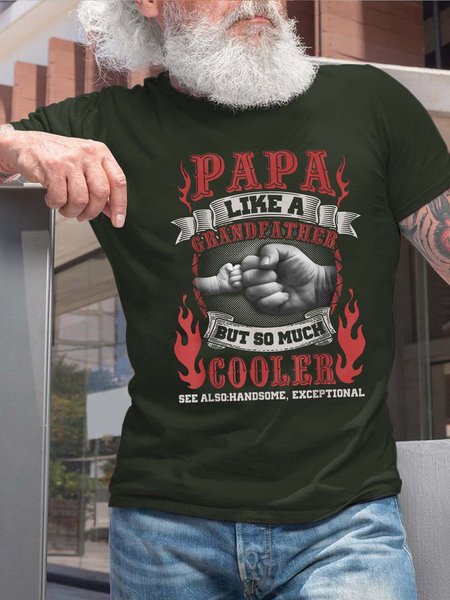 

Men Papa Grandfather Cooler Handsome Cotton T-Shirt, Darkgreen, T-shirts