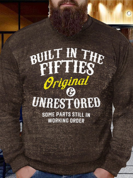 

Men's Printed Loose Sweatshirt With Fifties, As picture, Hoodies&Sweatshirts
