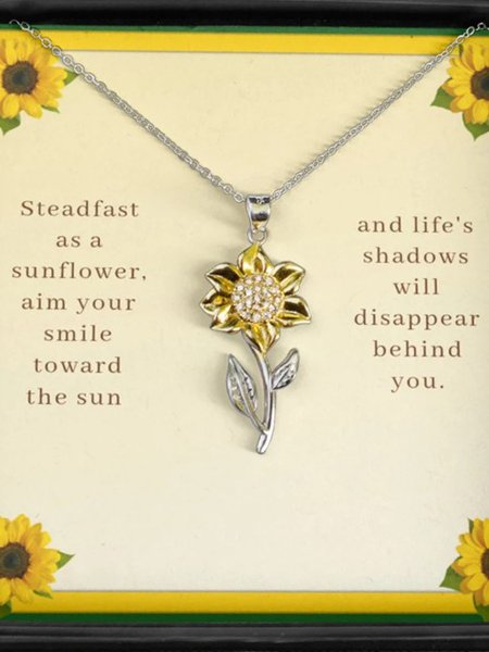

Casual Diamond Sunflower Necklace Mother's Day Valentine's Day Thanksgiving Graduation Season Gift, As picture, Necklaces
