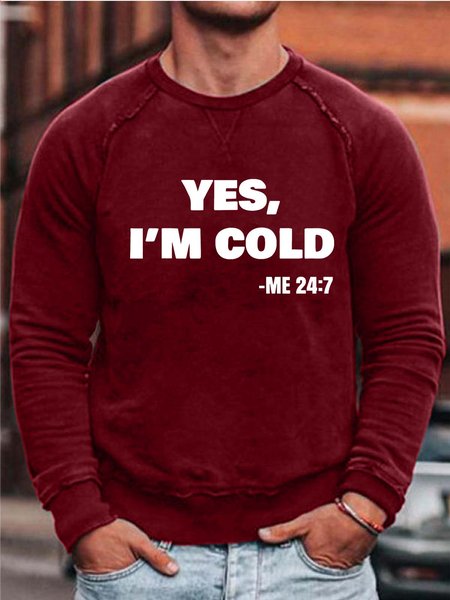 

Men I am Cold Letters Simple Sweatshirt, Red, Hoodies&Sweatshirts