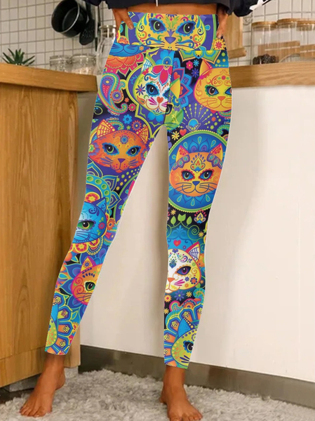 

Women Funny Regular Fit Cat Leggings, As picture, Leggings