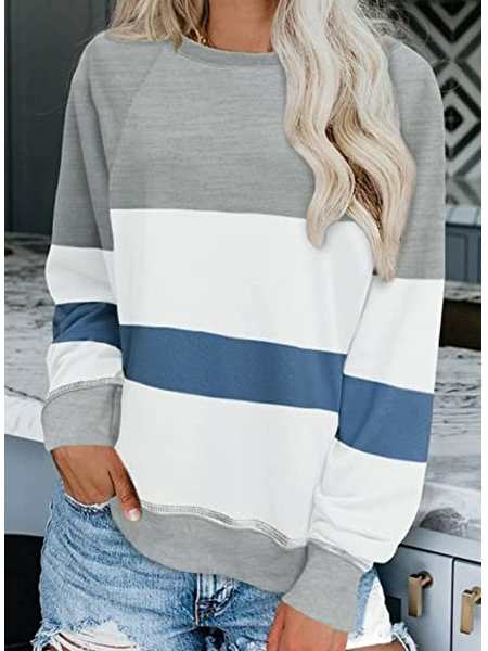 

Women Geometric Casual Autumn Micro-Elasticity Daily Crew Neck Cotton-Blend Regular Regular Size Sweatshirts, Multicolor, Hoodies & Sweatshirts