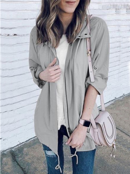 

Casual Plain Winter Polyester No Elasticity Daily Loose Mid-long Regular Size Trench coat for Women, Gray, Trench Coats