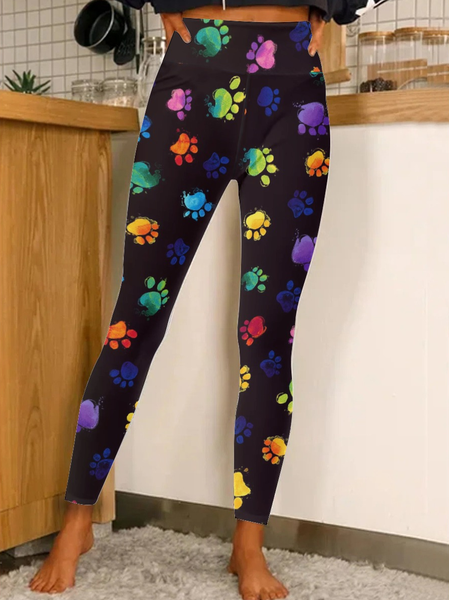 Women Funny Dog Regular Fit Leggings, Black, Leggings